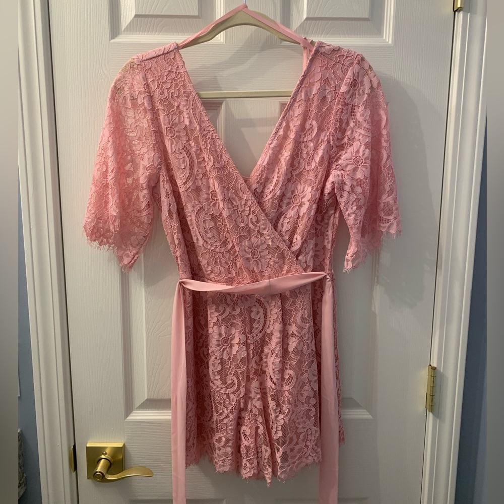Francesca’s Pink Lace Romper